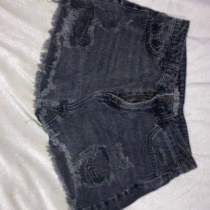 Black jean shorts